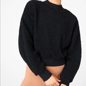 FABLETICS Black Malia Polar Fleece Pullover Long Sleeve Sweatshirt Size Small